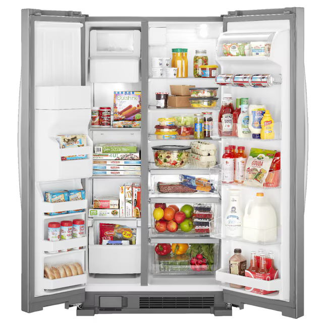 Whirlpool In Door Can Caddy 21.4-cu ft Side-by-Side Refrigerator with Ice Maker and Water and Ice Dispenser, WRS321SDHZ/13 *JR2509, Retail: $1,699.00, FINAL PRICE: $999.99 + TAX
