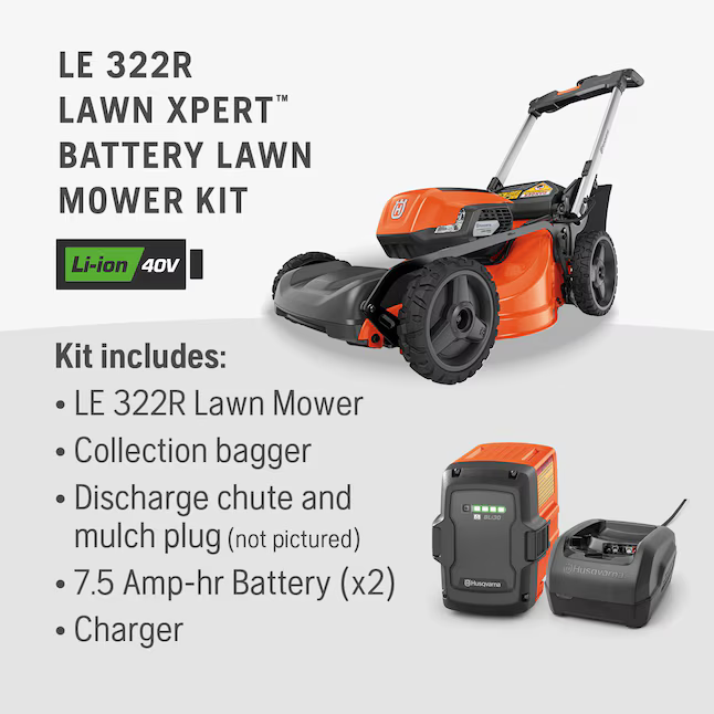 Husqvarna Lawn Xpert LE322R 40-Volt  21-in Self Propelled Battery Walk Mower with (2) 7.5 Ah Batteries Included, 970607602  #5181482 *JR2509, Retail: $949.00, FINAL PRICE: $659.99 + TAX
