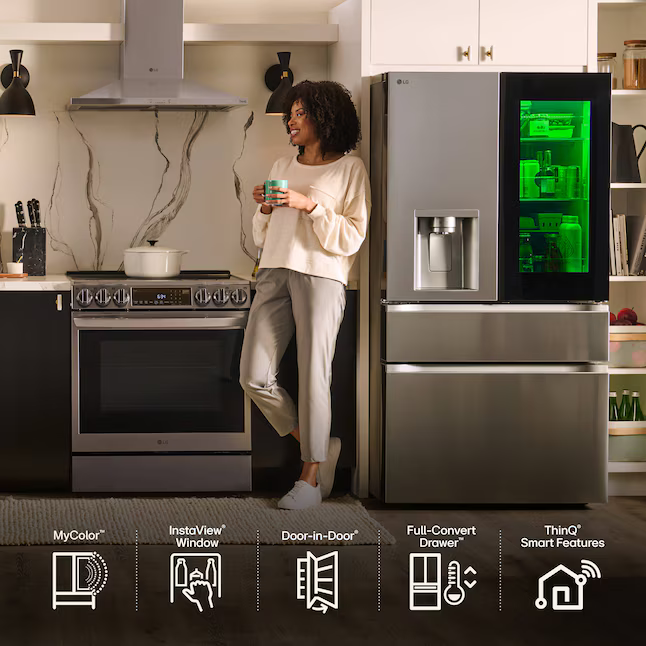 LG Standard-Depth InstaView MyColor 28.6-cu ft 4-Door 36-in French Door Refrigerator with Dual Ice Maker with Water and Ice Dispenser and Door within Door (PrintProof Stainless Steel), LF29S8365S *JR2512, Retail: $4,099.00, FINAL PRICE: $1,999.99 + TAX