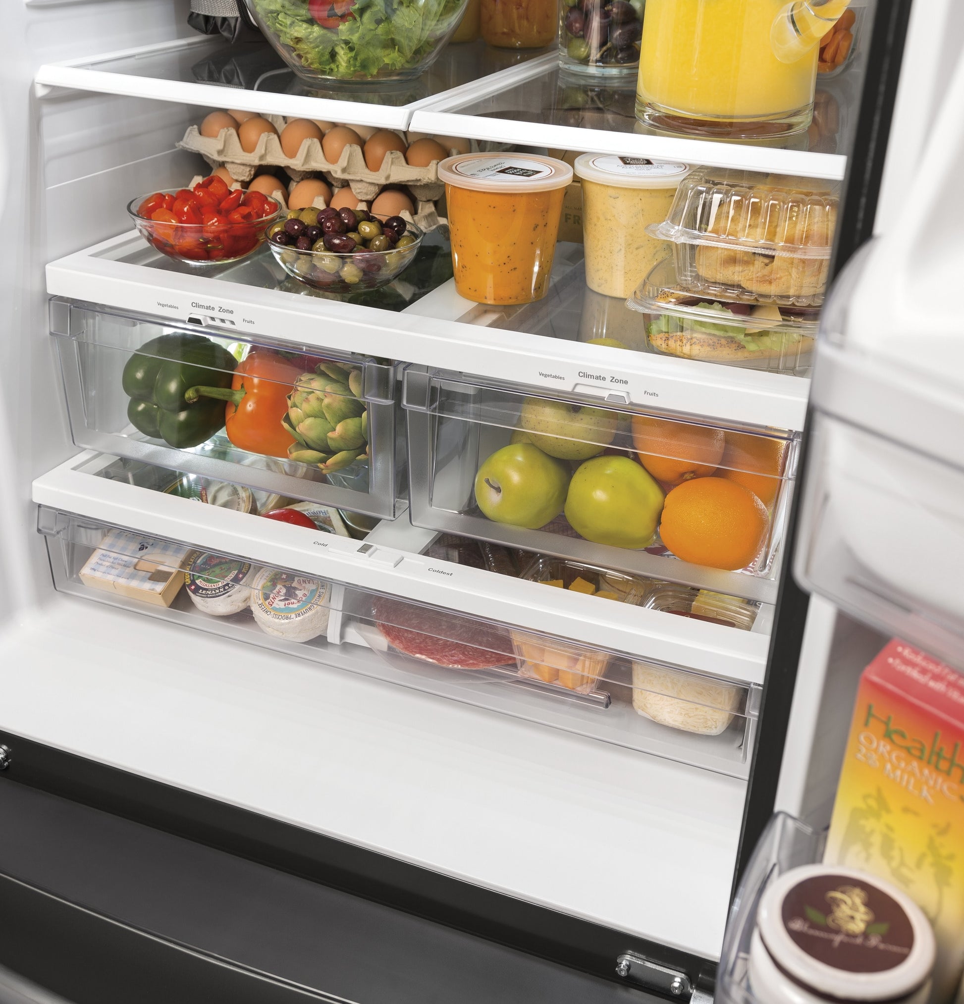 GE Standard-Depth 24.8-cu ft 3 -Door 33-in Wide French Door Refrigerator with Ice Maker with Water Dispenser ( Fingerprint-resistant Stainless Steel ) ENERGY STAR Certified