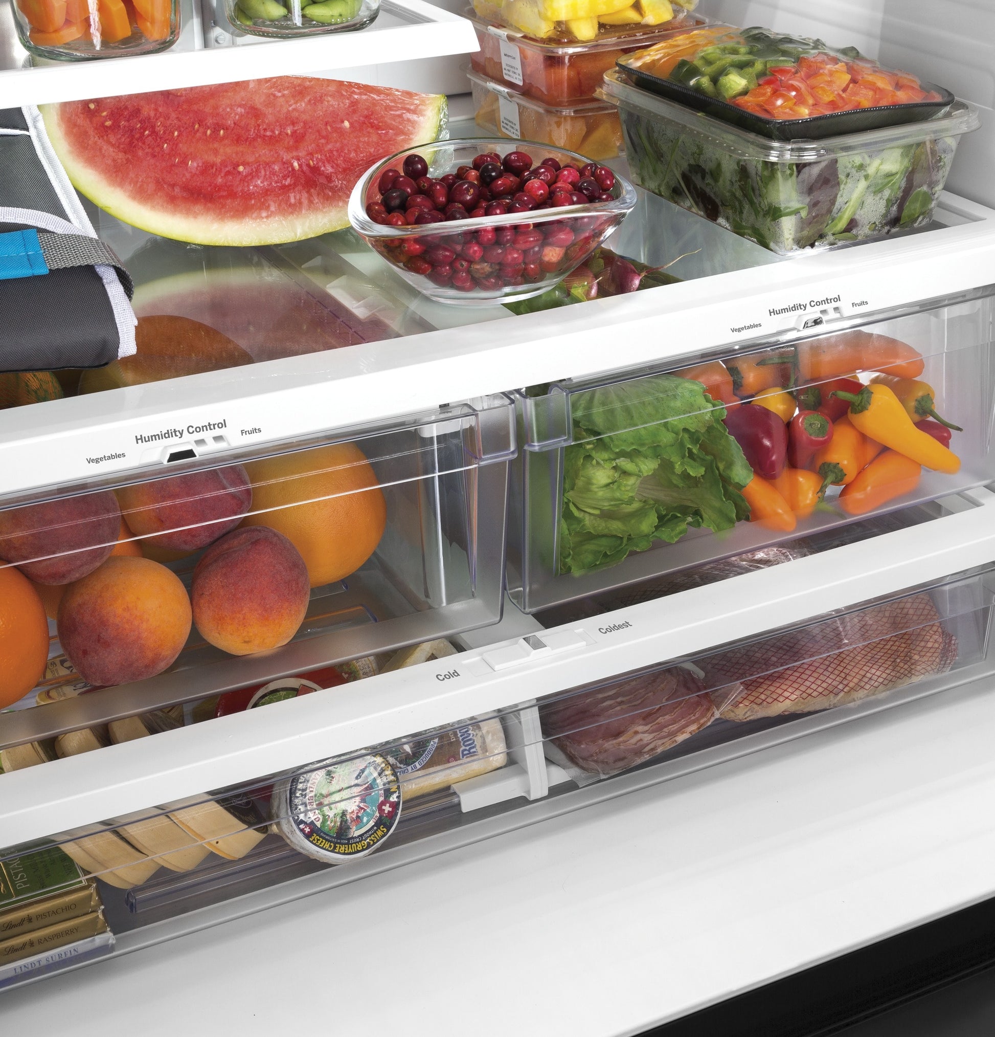 GE Standard-Depth 24.8-cu ft 3 -Door 33-in Wide French Door Refrigerator with Ice Maker with Water Dispenser ( Fingerprint-resistant Stainless Steel ) ENERGY STAR Certified