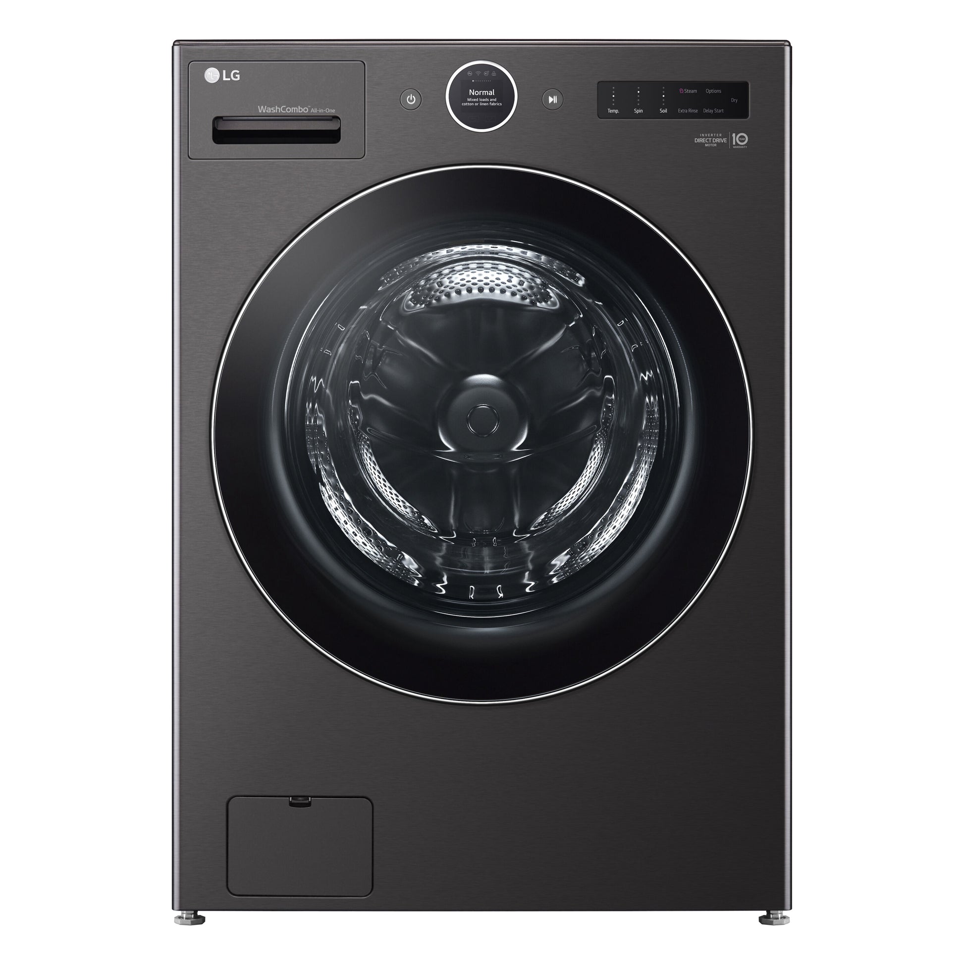 LG TurboWash360 5.0-cu ft Ventless All-In-One Washer Dryer Combo with Steam Cycle ( Black Steel )