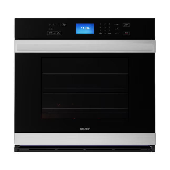 Sharp 30-in Single Electric Wall Oven True Convection Self-Cleaning (Edge-to-Edge Black Glass/Stainless Steel)