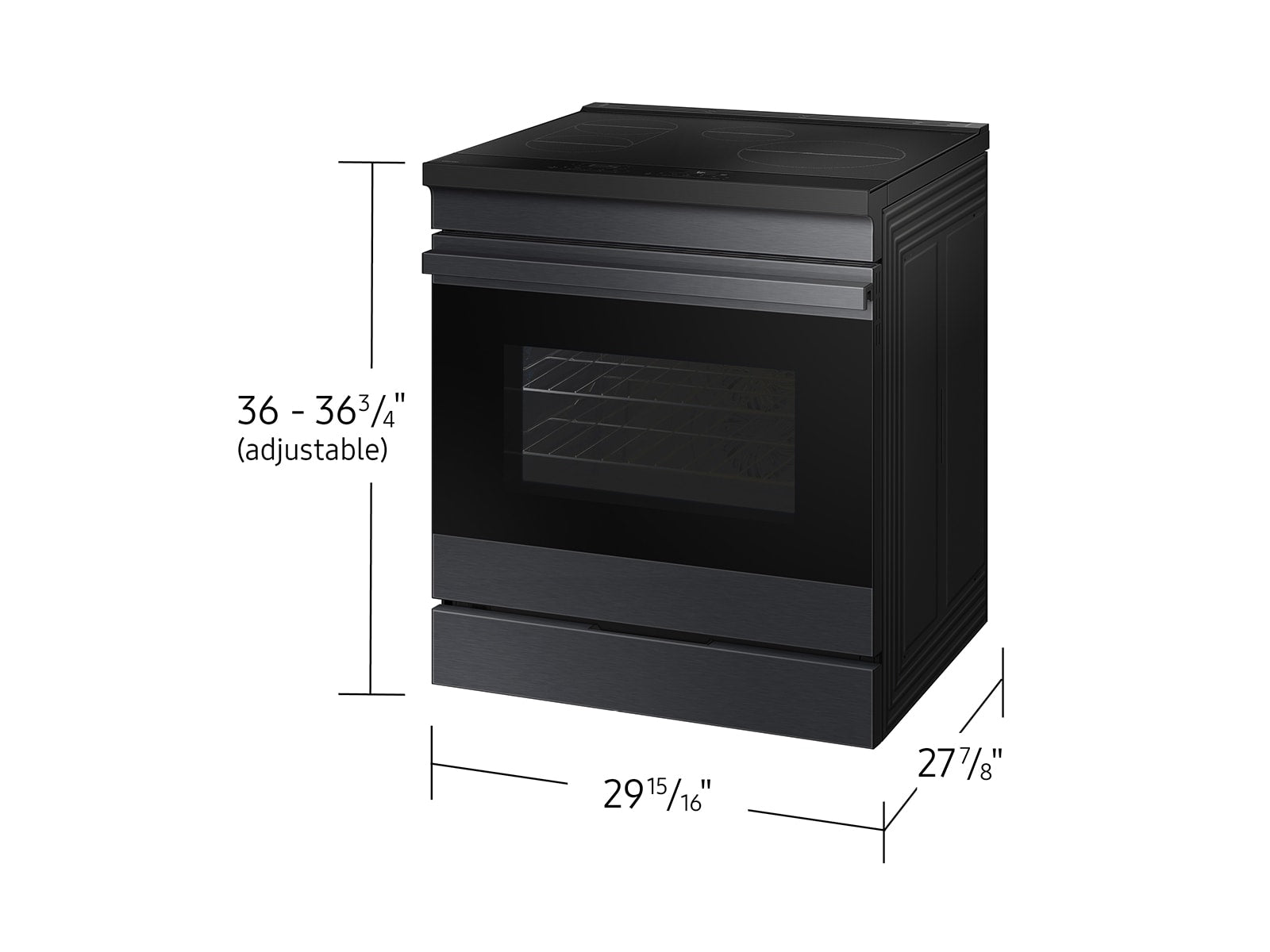 Samsung Bespoke 6.3 cu. ft. Smart Slide-In Induction Range with Ambient Edge Lighting & Air Sous Vide in Matte Black Steel