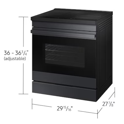 Samsung Bespoke 30-in 4 Burners 6.3-cu ft Self & Steam Cleaning Air Fry Convection Oven Slide-in Single Induction Range (Matte Black Steel), NSi6DG9500MT/AA *BD