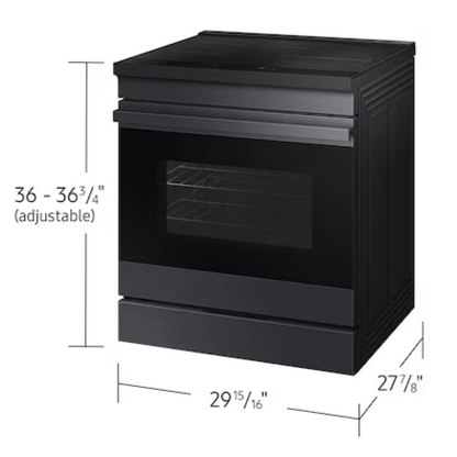 Samsung Bespoke 30-in 4 Burners 6.3-cu ft Self & Steam Cleaning Air Fry Convection Oven Slide-in Single Induction Range (Matte Black Steel), NSi6DG9500MT/AA *BD