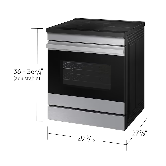 Samsung Bespoke 30-in 4 Burners 6.3-cu ft Air Fry Convection Oven Slide-in Single Induction Range (Stainless Steel), NSI6DG9500SR *BG, MSRP: $2,499.00, FINAL PRICE: $1,099.99 + TAX
