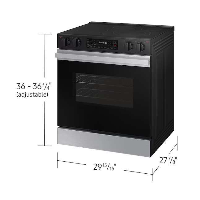 Samsung Bespoke 30 in. 6.3 cu. ft. 5 Burner Element Smart Slide-In Electric Range with Precision Knobs in Stainless Steel, NSE6DG8100SR/AA *BD