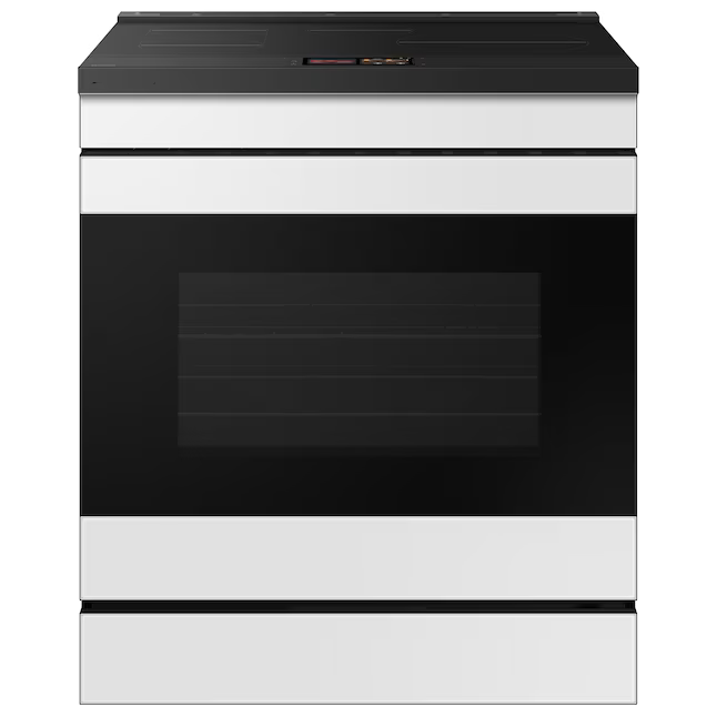 Samsung Bespoke 30-in 4 Burners 6.3-cu ft Self & Steam Cleaning Air Fry Convection Oven Slide-in Single Induction Range (White Glass), NSi6DB990012/AA *BD