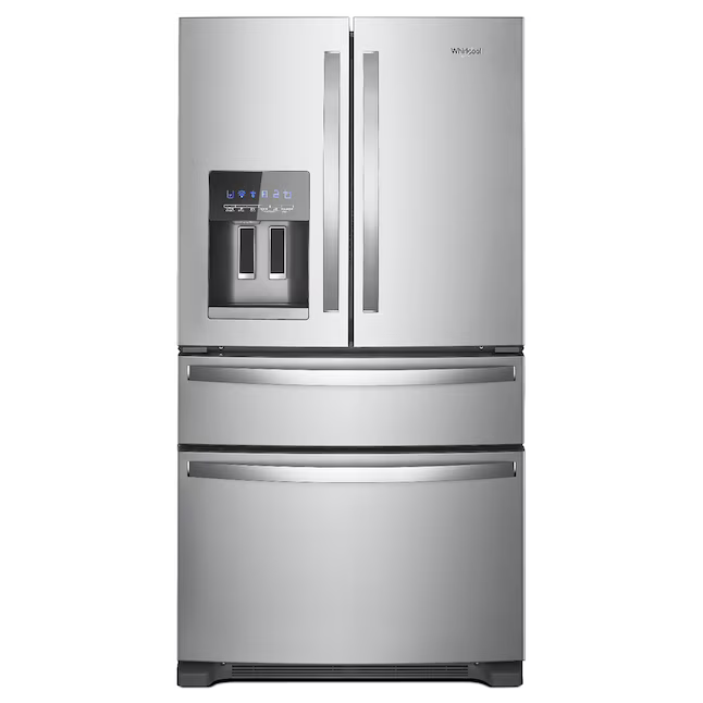 Whirlpool Standard-Depth 24.5-cu ft 4 -Door 36-in Wide French Door Refrigerator with Ice Maker with Water and Ice Dispenser ( Stainless Steel ) ENERGY STAR Certified