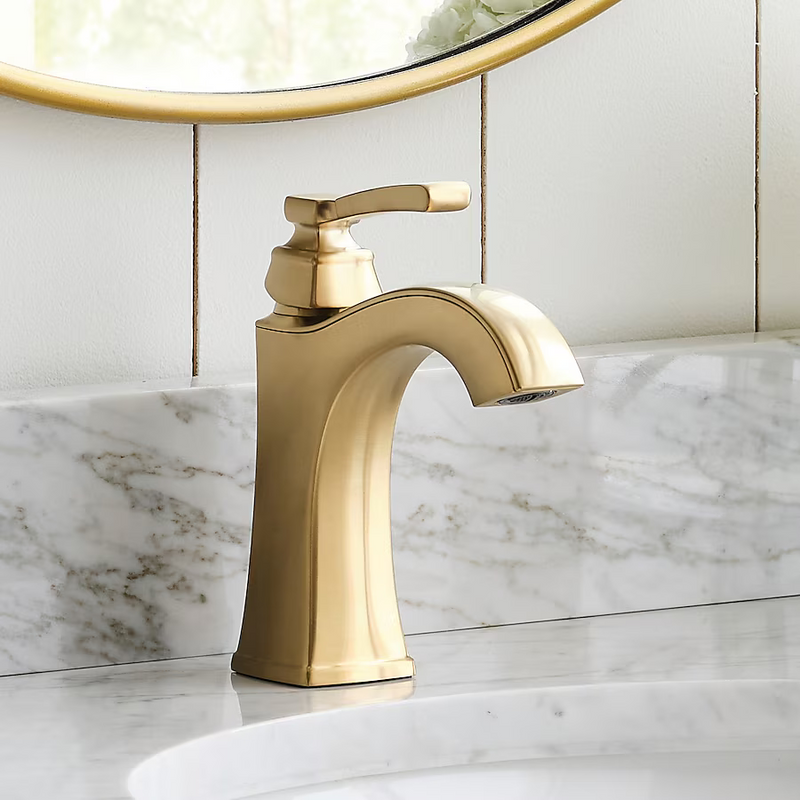 Alpine Reserve Chesler Brushed Gold Single Hole 1-handle WaterSense High-arc Residential Handle Bathroom Sink Faucet with Drain with Deck Plate, 67095W-624408 #3808602 *JR2511, Retail: $89.00, FINAL PRICE: $49.99 + TAX