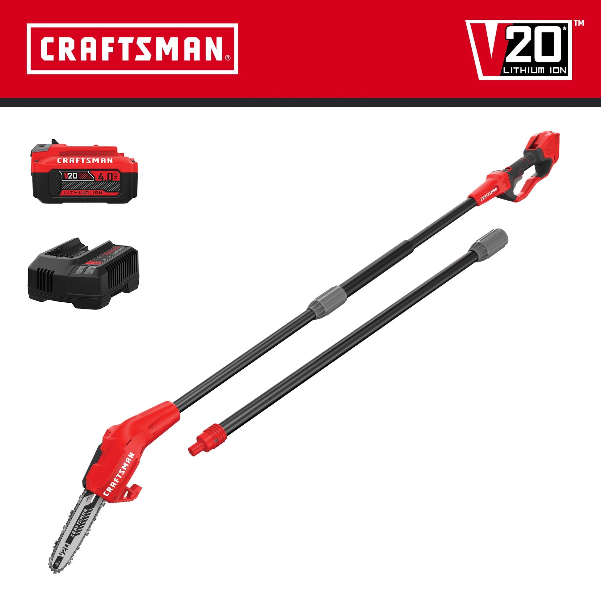 CRAFTSMAN V20 20-volt max 8.0-in 4 Ah Battery Pole Saw Battery Included , Charger Included