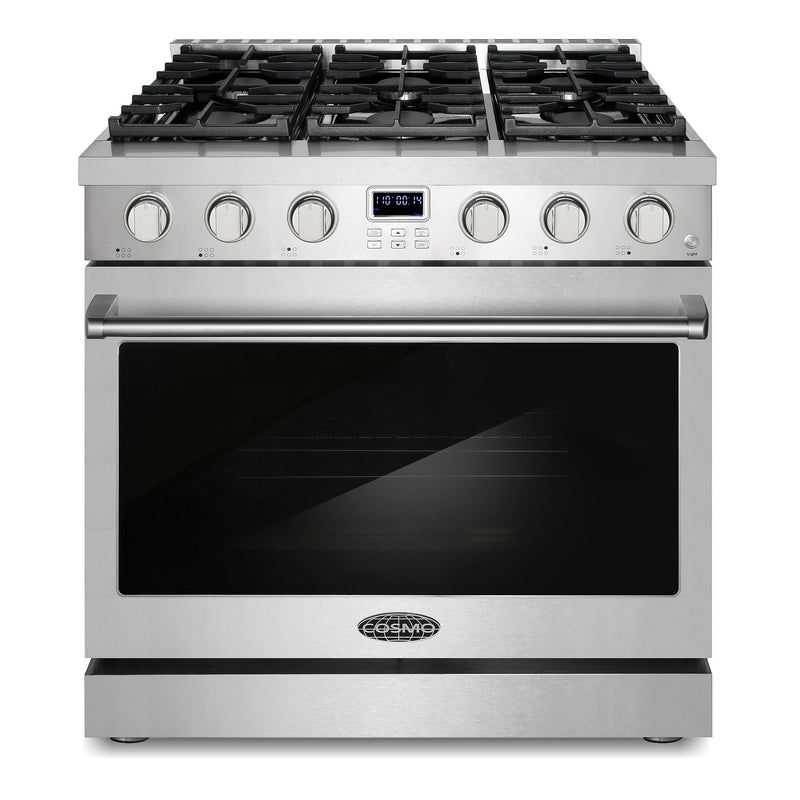 Cosmo COS-GRC366KB 36-in 6 burners 6.1-cu ft Convection Oven Slide-In Natural Gas Range ( Stainless Steel )