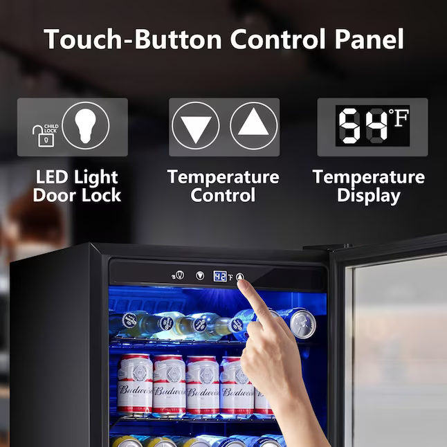 COWSAR 20.28-in W 126-Can Capacity Clear Glass Freestanding Indoor Beverage Refrigerator with Glass Door, W58128SSH *JR2510, Retail: $549.99, FINAL PRICE: $249.99 + TAX