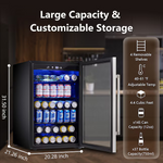 COWSAR 20.28-in W 126-Can Capacity Clear Glass Freestanding Indoor Beverage Refrigerator with Glass Door, W58128SSH *JR2510, Retail: $549.99, FINAL PRICE: $249.99 + TAX