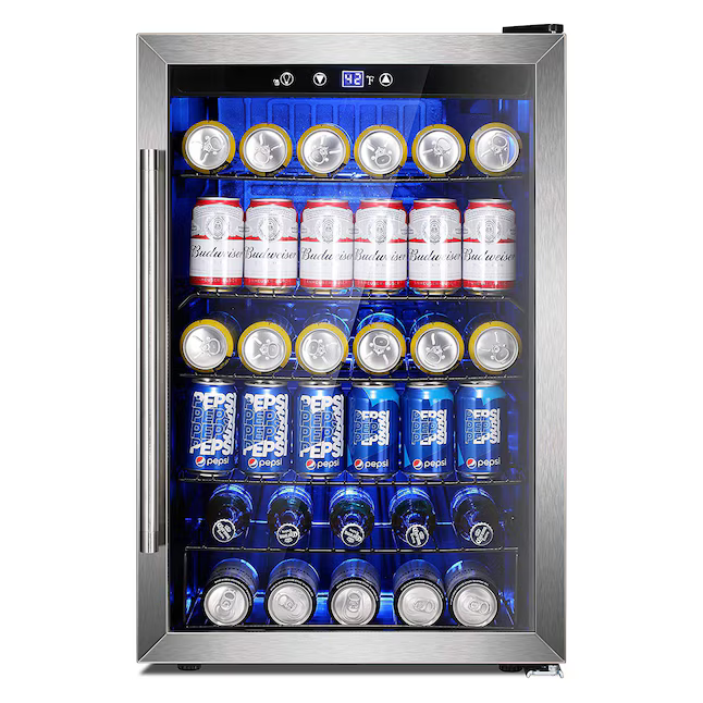 COWSAR 20.28-in W 126-Can Capacity Clear Glass Freestanding Indoor Beverage Refrigerator with Glass Door, W58128SSH *JR2510, Retail: $549.99, FINAL PRICE: $249.99 + TAX