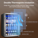 COWSAR 20.28-in W 126-Can Capacity Clear Glass Freestanding Indoor Beverage Refrigerator with Glass Door, W58128SSH *JR2510, Retail: $549.99, FINAL PRICE: $249.99 + TAX