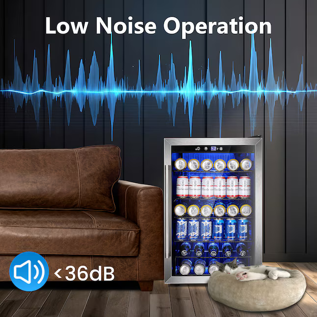 COWSAR 20.28-in W 126-Can Capacity Clear Glass Freestanding Indoor Beverage Refrigerator with Glass Door, W58128SSH *JR2510, Retail: $549.99, FINAL PRICE: $249.99 + TAX