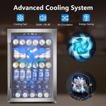 COWSAR 20.28-in W 126-Can Capacity Clear Glass Freestanding Indoor Beverage Refrigerator with Glass Door, W58128SSH *JR2510, Retail: $549.99, FINAL PRICE: $249.99 + TAX