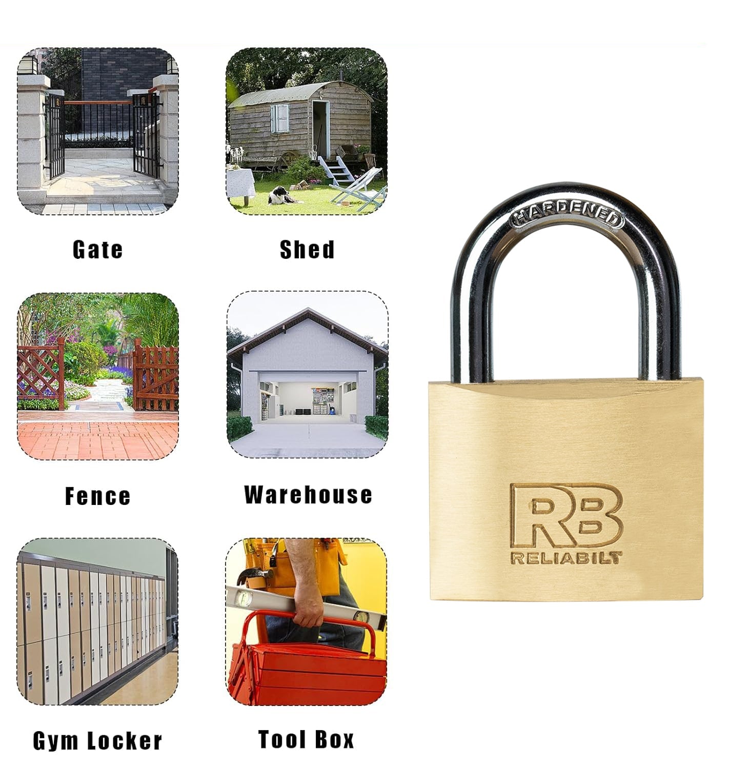RELIABILT Keyed Padlock, 1-9/16-in Wide x 7/8-in Shackle Keyed Alike (3-Pack)