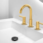 Alpine Reserve Harlow Brushed Gold Widespread 2-handle WaterSense Mid-arc Residential Handle Bathroom Sink Faucet with Drain