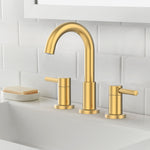 Alpine Reserve Harlow Brushed Gold Widespread 2-handle WaterSense Mid-arc Residential Handle Bathroom Sink Faucet with Drain