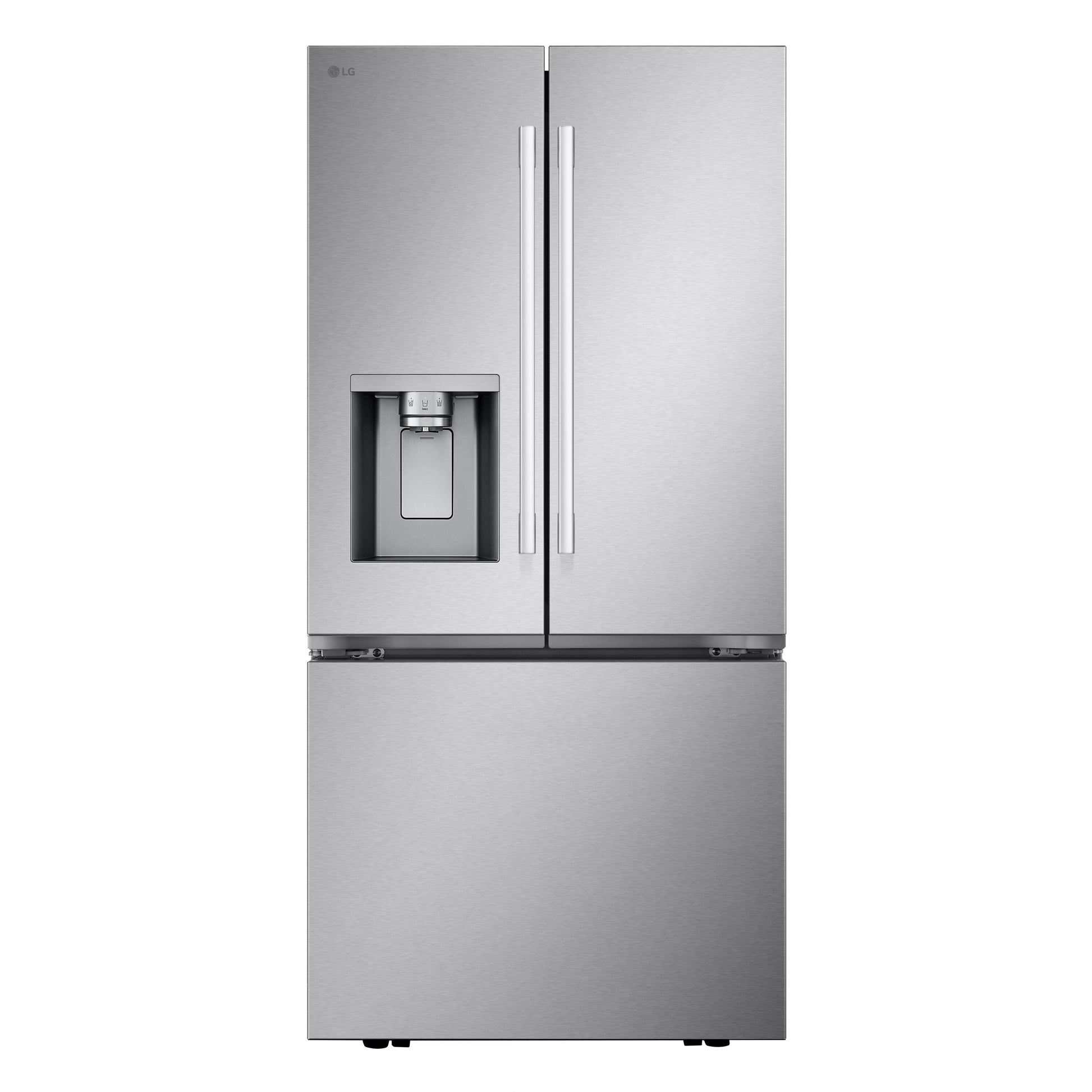 LG Standard-Depth 24.5-cu ft 3 -Door 33-in Wide Smart Compatible French Door Refrigerator with Dual Ice Maker with Water and Ice Dispenser ( PrintProof Stainless Steel ) ENERGY STAR Certified