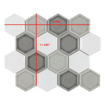 **PER PC** Smokey Hive Hexagon 11x10 Glossy Glass Mosaic, SF210212, 8.734sf, 11pcs, 25 lbs, FINAL PRICE: $3.99/pc, $43.89/bx + Tax