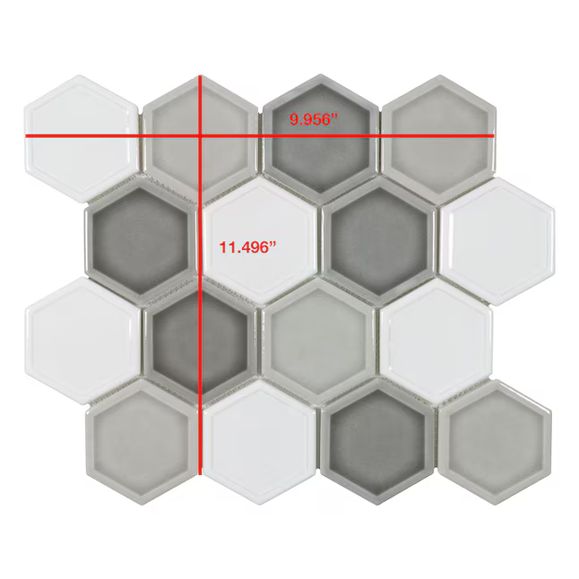 **PER PC** Smokey Hive Hexagon 11x10 Glossy Glass Mosaic, SF210212, 8.734sf, 11pcs, 25 lbs, FINAL PRICE: $3.99/pc, $43.89/bx + Tax