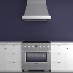Kucht KX Series 36-in Deep recessed 6 burners Convection Oven Freestanding Dual Fuel Range ( Stainless Steel )