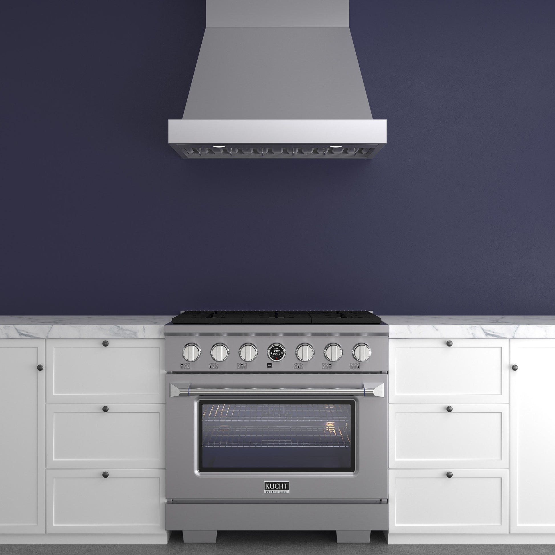 Kucht KX Series 36-in Deep recessed 6 burners Convection Oven Freestanding Dual Fuel Range ( Stainless Steel )