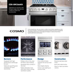Cosmo COS-GRC366KB 36-in 6 burners 6.1-cu ft Convection Oven Slide-In Natural Gas Range ( Stainless Steel )