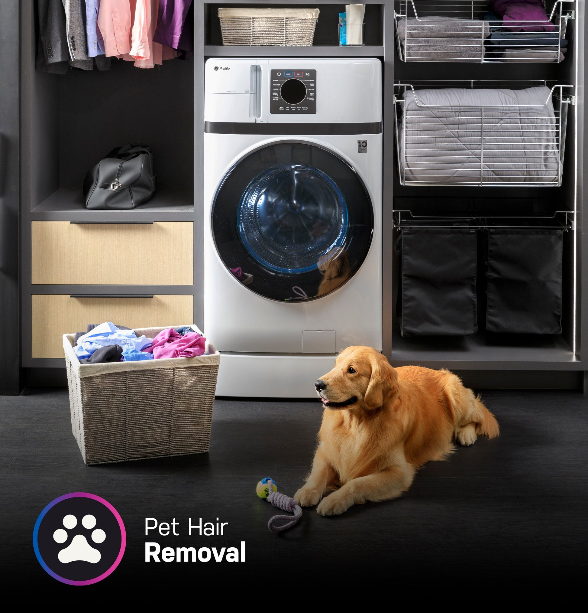 GE Profile with Pet Hair Removal Compact 4.6-cu ft Ventless All-In-One Washer Dryer Combo ( White )
