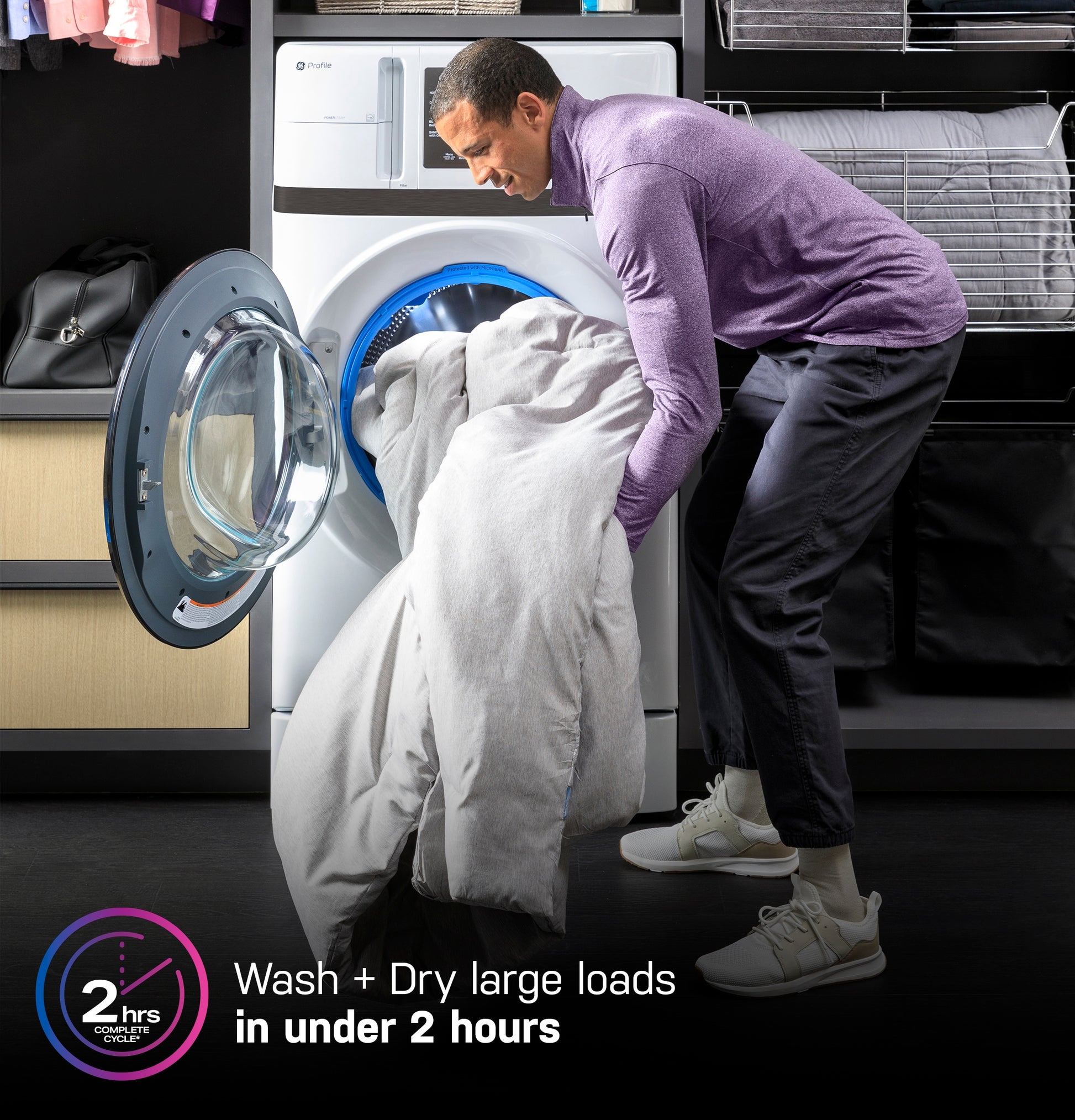 GE Profile with Pet Hair Removal Compact 4.6-cu ft Ventless All-In-One Washer Dryer Combo ( White )