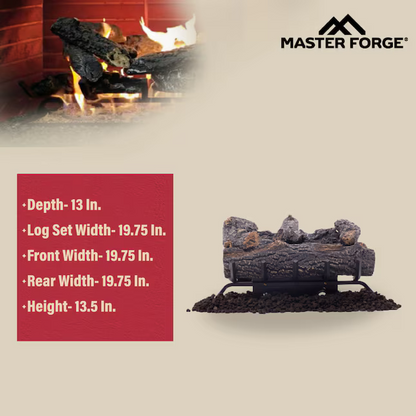 Master Forge 19.75-in 30000-BTU Dual Fuel Dual Vented Gas Fireplace Logs with Thermostat, VFL3-EO18DTL [FB190], MSRP: $245.00, Final Price: $149.00 + Tax