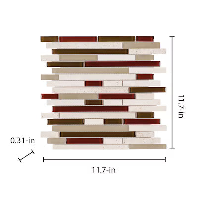 **PER PC** Orchid Brick 12x12 Glossy Glass Stone Travertine Linear Mosaic, SF170008, 9 pcs, 8.721sf, 32 lbs, FINAL PRICE: $2.99/pc, $26.91/bx + Tax