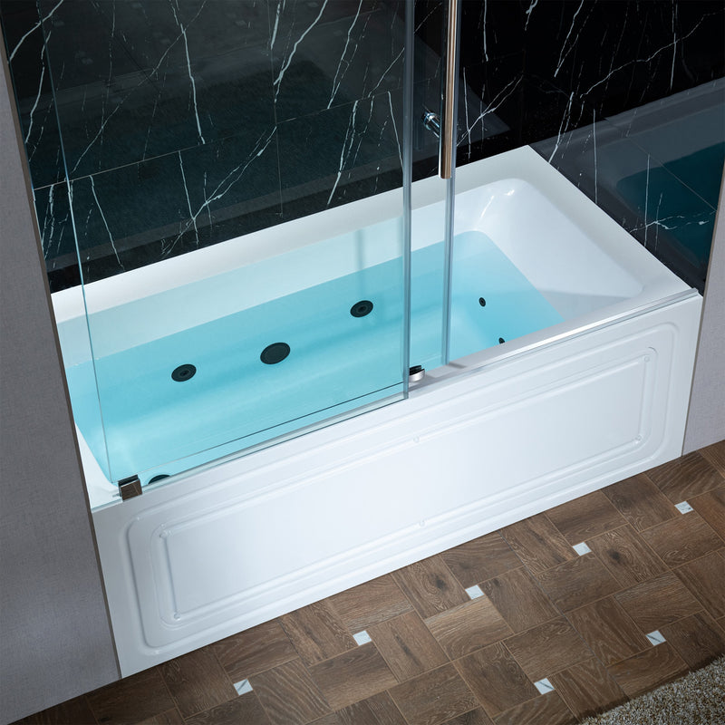 Woodbridge Emilia 32-in x 60-in White with Chrome Trim Acrylic Rectangle Alcove Whirlpool Tub with Drain ( Left Drain )