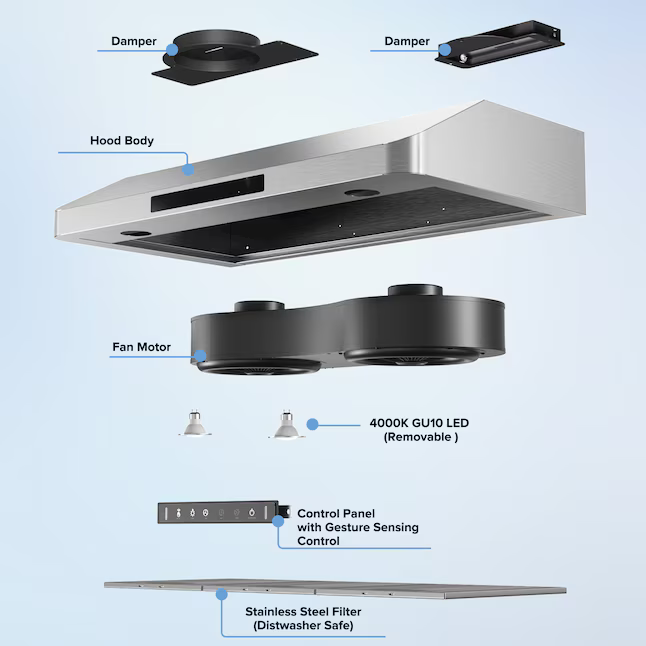 VIKIO 30-in Ducted 980-CFM Stainless Steel Under Cabinet Range Hood, VIKC0130S *JR2511, Retail: $304.00, FINAL PRICE: $179.99 + TAX