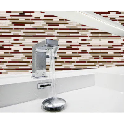 **PER PC** Orchid Brick 12x12 Glossy Glass Stone Travertine Linear Mosaic, SF170008, 9 pcs, 8.721sf, 32 lbs, FINAL PRICE: $2.99/pc, $26.91/bx + Tax