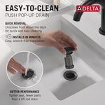 Delta Lacey Matte Black Single hole 1-handle WaterSense Mid-arc Residential Handle Bathroom Sink Faucet with Drain with Deck Plate