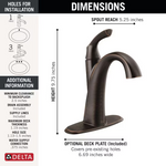 Delta Sandover Venetian Bronze Single hole 1-handle WaterSense Mid-arc Residential Handle Bathroom Sink Faucet with Drain with Deck Plate, 15748LF-RB #5286651  *JR2512, Retail: $223.95, FINAL PRICE: $119.99 + TAX