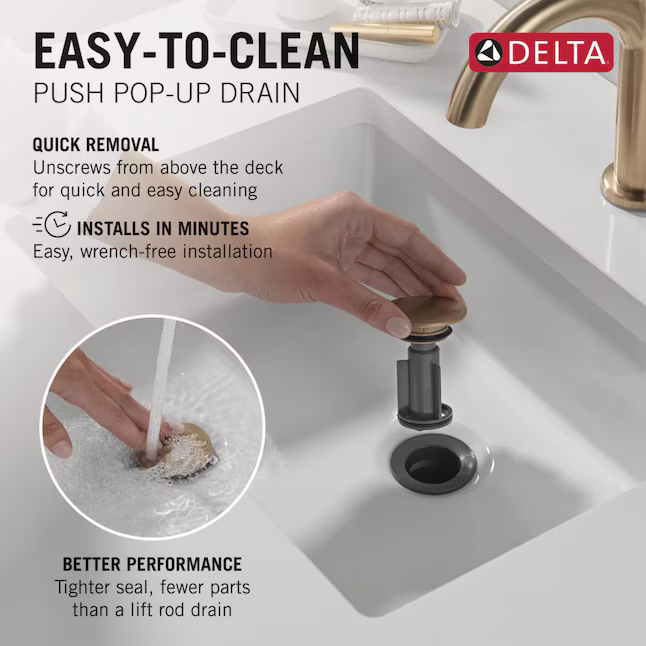Delta Sparrow Gold Champagne Bronze Single Hole 1-handle WaterSense Mid-arc Residential Handle Bathroom Sink Faucet with Drain with Deck Plate, 15832LF-CZ *HD2507, Retail: $244.70, FINAL PRICE: $79.99 + TAX