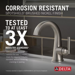Delta Becker Spotshield Brushed Nickel Single Hole 1-handle WaterSense Mid-arc Residential Handle Bathroom Sink Faucet with Drain with Deck Plate, 15891LF-SP *JR2510, Retail: $129.00, FINAL PRICE: $69.99 + TAX