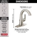 Delta Becker Spotshield Brushed Nickel Single Hole 1-handle WaterSense Mid-arc Residential Handle Bathroom Sink Faucet with Drain with Deck Plate, 15891LF-SP *JR2510, Retail: $129.00, FINAL PRICE: $69.99 + TAX