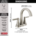 Delta Becker Spotshield Brushed Nickel 4-in Centerset 2-handle WaterSense Mid-arc Residential Handle Bathroom Sink Faucet with Drain, 25891LF-SP #2517011  *JR2512, Retail: $182.10, FINAL PRICE: $59.99 + TAX