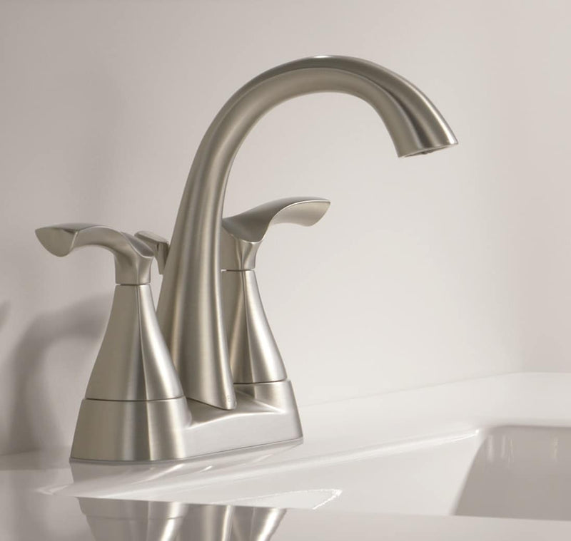 Delta Sandover Two Handle Centerset Lavatory Faucet in Spotshield Brushed Nickel, 25748LF-SP, MRSP: $201.5, FINAL PRICE: $ + TAX