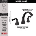 Delta Arvo Two Handle Widespread Bathroom Faucet in Matte Black, 35840LF-BL, MRSP: $357, FINAL PRICE: $ + TAX