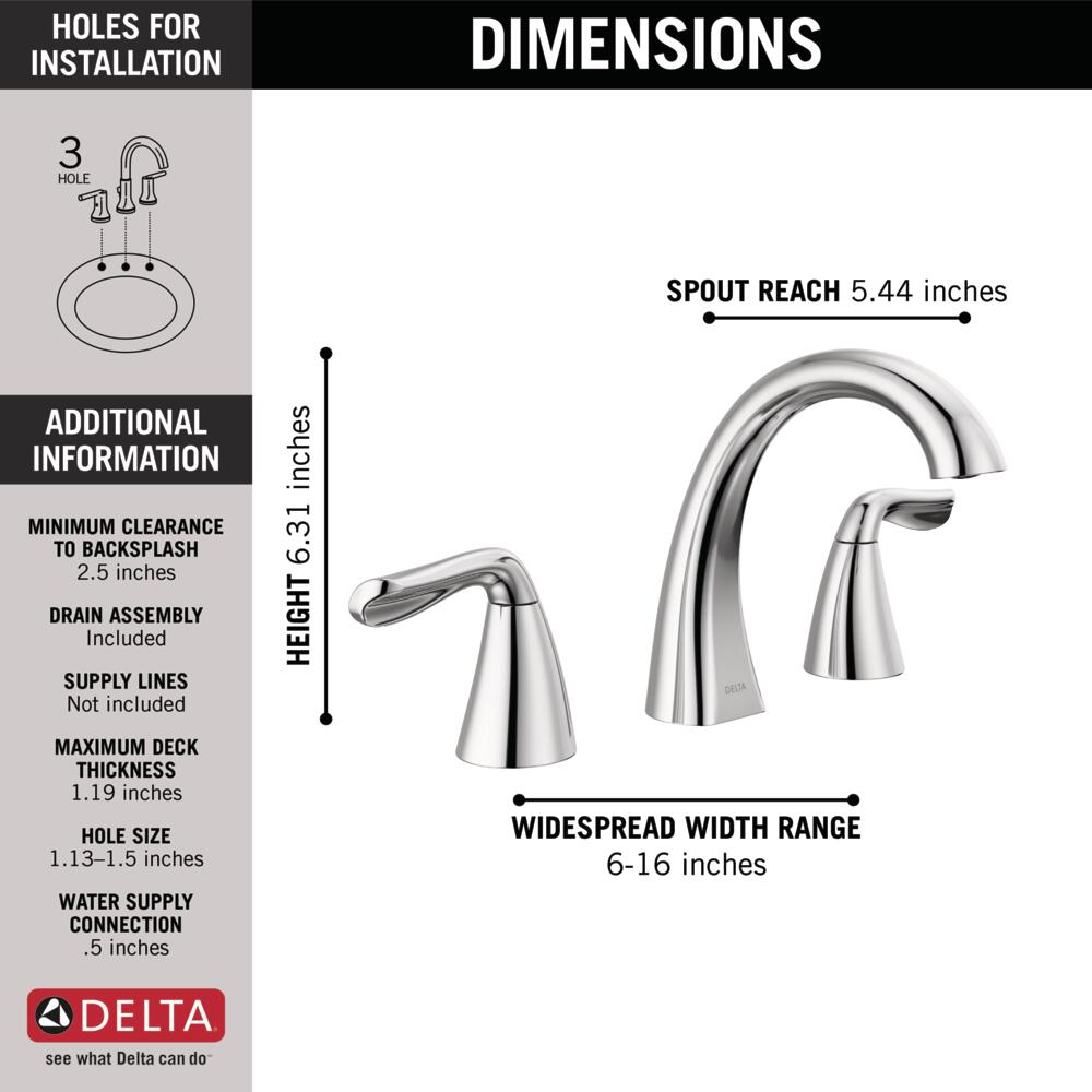 Delta Arvo Two Handle Widespread Bathroom Faucet in Chrome, 35840LF, MRSP: $292.75, FINAL PRICE: $ + TAX