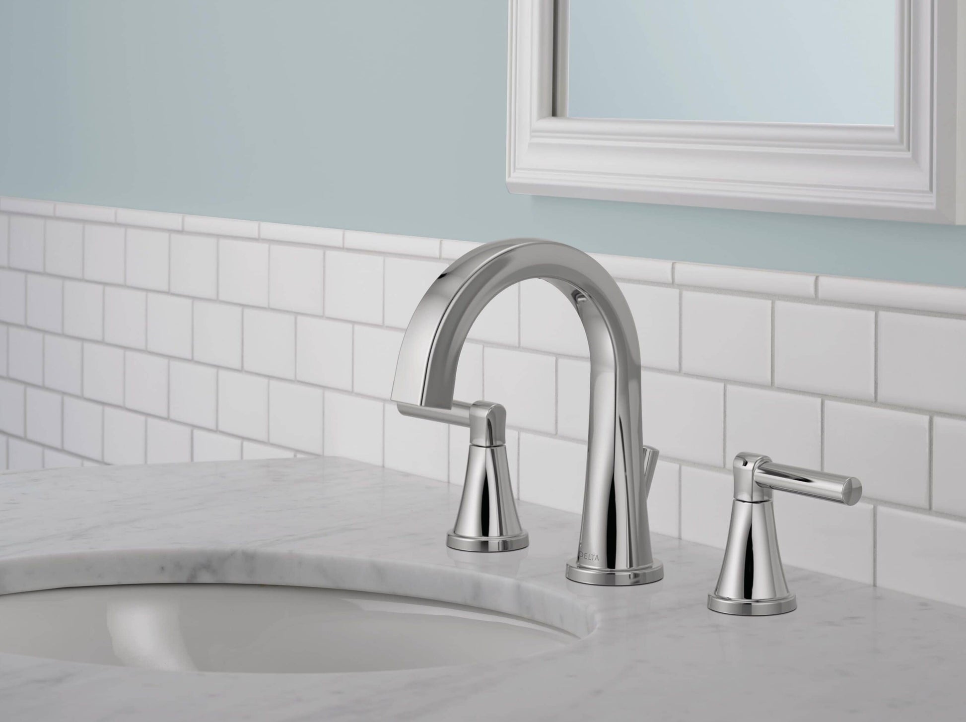 Delta Becker Two Handle Widespread Bathroom Faucet in Spotshield Brushed Nickel, 35891LF-SP, MRSP: $249.9, FINAL PRICE: $ + TAX