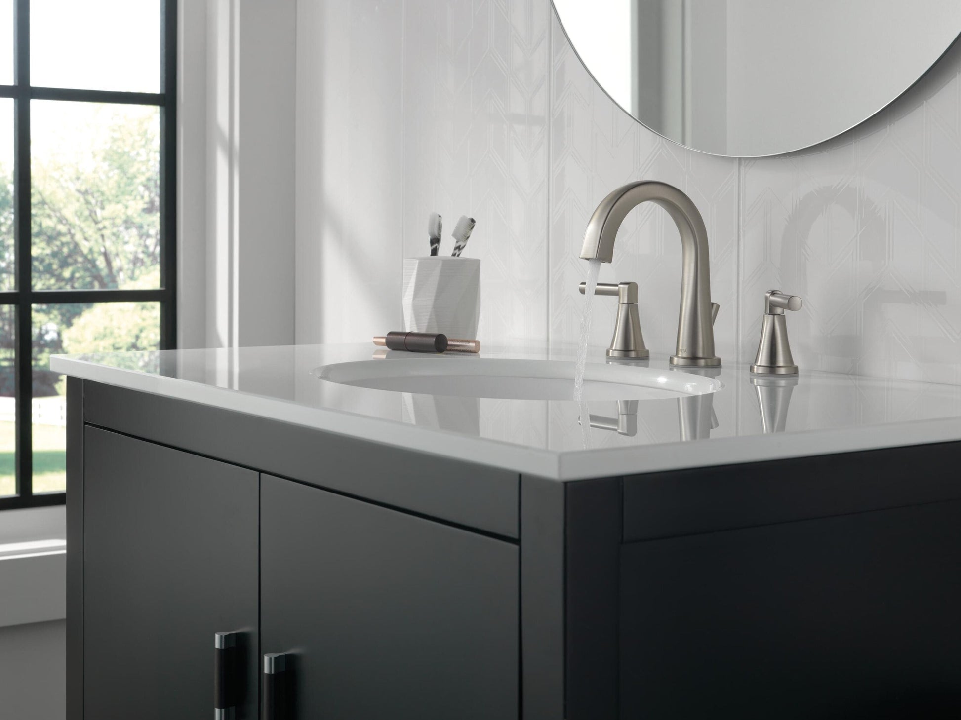 Delta Becker Two Handle Widespread Bathroom Faucet in Spotshield Brushed Nickel, 35891LF-SP, MRSP: $249.9, FINAL PRICE: $ + TAX